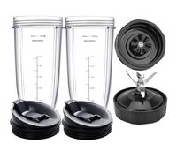 2 Packs Ninja Blender Cups &7 Fins Ninja Blender Blade Replacement Compatible with BN401 BN751 BN801 BL642 BL480-30 BL490-30 BL640 CT680 CT640C CT641 NN100 NN210 NN102 BL2012