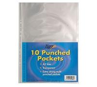 Tiger Multi Punched Pocket Polypropylene A3 45 Micron Top Opening Portrait Clear (Pack 10)
