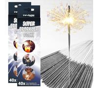 2 Packs of 15cm (6") Hand-held Sparklers for Indoor or Outdoor Use | Super Sparklers for Cakes & Cocktails (80 Sparklers)