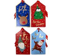 2 Packs of 20 Luxury Kids Christmas Gift Tags - Pre-Attached Red Ribbons - 11x6cm - Eco Friendly - Recyclable Packaging