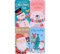 2 Packs of 4 Kids' - Christmas Money Wallets with Red Envelopes - Glitter Design - Santa, Snowman, Polar Bear & Xmas Scene - Cash, Voucher & Gift Card Holders - 16 x 9 cm - Festive Holiday Multipack