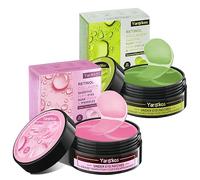 2 Packs of 60 Under-Eye Patches, Pink and Green, 30 Pairs Under-Eye Masks for Women, Treatment for Dark Circles and Puffy Eye Bags, Gel Pads