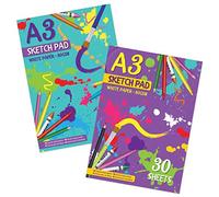 2 Packs of A3 Sketchbook Drawing Paper - Kids Coloring Book and Art Paper - Easy to Use Doodle Pad with 80 GSM 30 Sheets Each Total 60 Sheets
