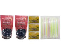 2 Packs of Boba Tapioca Pearl Bubble With 1 Pack of 50 Boba Straw