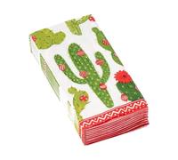 2 Packs of Caspari Paper Pocket Handbag Tissues - Hankies - Ivory Merry Cactus - Christmas