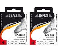 2 Packs of JENZI Tied Trout Hooks (20 Pieces) or Mono, 60 cm Hook Size 4, 6, 8, 10 & 12 Depending on Selection + Free Petri Heill Sticker (Hook Size 4)