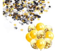 2 Packs Of Star Sequins, 10 Pieces Balloons, Five-Pointed Star Sequin Confetti, Tossing Star Sequins, Glitter Stars, Party Table Decoration Accessories, Decorative Sequins