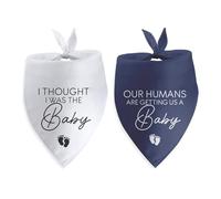 2 Packs Our Humans are Getting us a Baby Dog Bandana Pregnancy Announcement Gifts for Large Medium Small Dogs Gender Reveal Baby Announcement Photo Props Pet Scarf Accessories Christmas Puppy Gifts