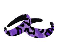 2 Packs Padded Headbands, Fashion Thick Wide Hair Band Hoops, Purple Leopard Headbands for Women Girls, Velvet Hair Hoops, Hair Accessories