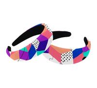 2 Packs Padded Thick Headbands, Abstract Colorful Geometrical Pattern Vintage Thick Hair Bands, Velvet Wide Top Turban for Girls Women Men