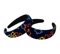 2 Packs Padded Thick Headbands, Autism Day Poster Vintage Thick Hair Bands, Velvet Wide Top Turban for Girls Women Men