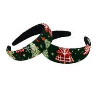 2 Packs Padded Thick Headbands, Christmas Treen Snowflake Star Green Background Vintage Thick Hair Bands, Velvet Wide Top Turban for Girls Women Men