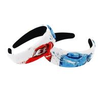 2 Packs Padded Thick Headbands, Red Yellow Blue Race Sportcars Pattern Vintage Thick Hair Bands, Velvet Wide Top Turban for Girls Women Men