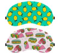 2 Packs Panini Sandwich Snack Pattern with Pink Background Sleep Eye Mask for Side Sleeper, Sleeping Mask, Light Blocking Eye Mask, Soft Eye Shade Cover for Travel, Nap, Plane