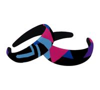 2 Packs Pattern Geometric Abstract Triangle Purple Blue Rosy Velvet Padded Head Bands, Vintage Thick Hair Band, Non Slip Wide Hair Band Hoops, Hair Accessories for Women