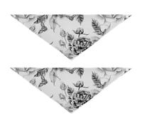 2 Packs Pet Bandanas, Dog Triangle Scarf, Adjustable Pet Headscarf Kerchief for Large Dog Cats Daily Wear L Flowers with Leaves, Hydrangeas, Peonies, Buds and Petals