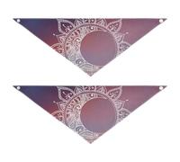 2 Packs Pet Bandanas, Dog Triangle Scarf, Adjustable Pet Headscarf Kerchief for Medium Dog Cats Daily Wear M Hand Drawn White Sun and Moon Floral Flower Pink Pattern