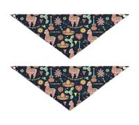 2 Packs Pet Bandanas, Dog Triangle Scarf, Adjustable Pet Headscarf Kerchief for Medium Dog Cats Daily Wear M Mexican Sun, Cactus, Llama, Sombrero, Flowers Day of The Dead