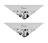 2 Packs Pet Bandanas, Dog Triangle Scarf, Adjustable Pet Headscarf Kerchief for Medium Dog Cats Daily Wear M Six Doodle Cartoon Cute Cats Sitting Black White Pattern