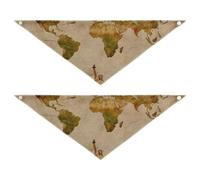 2 Packs Pet Bandanas, Dog Triangle Scarf, Adjustable Pet Headscarf Kerchief for Medium Dog Cats Daily Wear M European Travelling Concept Retro World Map Statue of Liberty