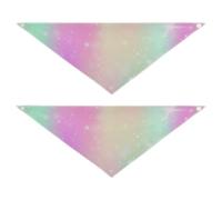 2 Packs Pet Bandanas, Dog Triangle Scarf, Adjustable Pet Headscarf Kerchief for Small Cats Puppy Daily Wear S Galaxy Rainbow Universe Shiny Stars Sparkles Fantasy Gradient