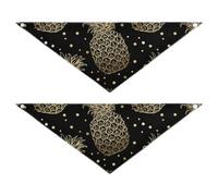 2 Packs Pet Bandanas, Dog Triangle Scarf, Adjustable Pet Headscarf Kerchief for Small Cats Puppy Daily Wear S Seamless Golden Pineapples Hand Drawn Gold Pineapple Dots on Dark
