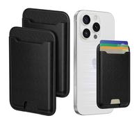 2 Packs Phone Card Holder, Leather Phone Wallet Stick on, Stronger Nano Adhesive Credit Card Holder for Back of Phone Case, With RFID Blocking, Fit 4 Cards for iPhone, Samsung, and Android, Black,