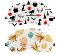 2 Packs Pineapple Lemon Kiwi Fruits Pattern Sleep Eye Mask for Side Sleeper, Sleeping Mask, Light Blocking Eye Mask, Soft Eye Shade Cover for Travel, Nap, Plane