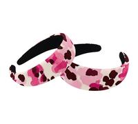 2 Packs Pink Leopard Padded Headbands, Fashion Thick Wide Hair Band Hoops, Velvet Hair Hoops, Headbands for Women Girls, Hair Accessories