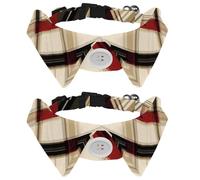 2 Packs Plaid Pattern Puppy Collars, Velvet Dog Bow tie Collar, Adjustable Formal Pet Tuxedo Bowties for Boy Girls Dogs Cats