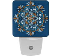 2 Packs Plug-in LED Night Lamp with Smart Dusk to Dawn, Mandala Boho Indian Bohemia Night Guiding Light for Bathroom Kids Bedroom Hallway Stairs Nursery