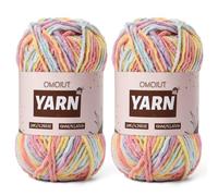 2 Packs Plush Chenille Chunky Crochet Yarn - Baby Yarn for Crocheting Soft - Velvet Yarns Knitting for Blankets Crafts - Fluffy Amigurumi Yarns 100g/131yds (2 Macaron)