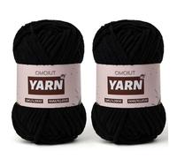2 Packs Plush Chenille Chunky Crochet Yarn - Baby Yarn for Crocheting Soft - Velvet Yarns Knitting for Blankets Crafts - Fluffy Amigurumi Yarns 100g/131yds (2 Black)