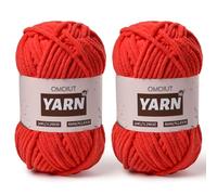 2 Packs Plush Chenille Chunky Crochet Yarn - Baby Yarn for Crocheting Soft - Velvet Yarns Knitting for Blankets Crafts - Fluffy Amigurumi Yarns 100g/131yds (2 Red)