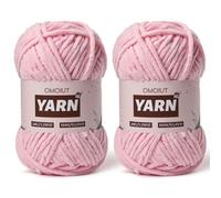 2 Packs Plush Chenille Chunky Crochet Yarn - Baby Yarn for Crocheting Soft - Velvet Yarns Knitting for Blankets Crafts - Fluffy Amigurumi Yarns 100g/131yds (2 Pink)