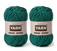 2 Packs Plush Chenille Chunky Crochet Yarn - Baby Yarn for Crocheting Soft - Velvet Yarns Knitting for Blankets Crafts - Fluffy Amigurumi Yarns 100g/131yds (2 Greener)