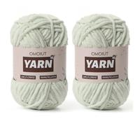 2 Packs Plush Chenille Chunky Crochet Yarn - Baby Yarn for Crocheting Soft - Velvet Yarns Knitting for Blankets Crafts - Fluffy Amigurumi Yarns 100g/131yds (2 Fruit Green)