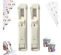 2 Packs Portable Binder Clip Stapler,Includes 100 Reusable Clips,Handheld Paper Clam Clip Dispenser Large Size,Mini Push Stapler Clamp Staplers for Desktop Document Home and School Use (2PCS-G)