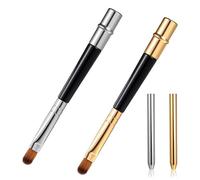 2 Packs Professional Lip Brush, Lipstick Brushes with Cap Lip Makeup Brushes for Lipstick Lips Gloss Lipsticks Brush Applicator for Women and Girls (gold + silver)