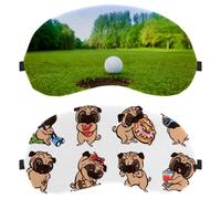 2 Packs Pug Cartoon Sleep Mask, Completely Block Out Light Eye Mask for Side Sleeper, Zero Eye Pressure Night Blindfold, Adjustable Eye Shade Cover