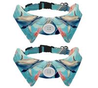 2 Packs Puppy Collars Dolphin, Cat Bow Tie with Buckle for Small Medium Dogs, Collared Shirts for Pet Bowties, Neck 11.2-12.2 in