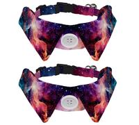 2 Packs Puppy Collars, Galaxy Universe Planet Lapel Style Paws Dog Collar with Tie, Adjustable Pet Bowties for Small Medium Dogs Cats