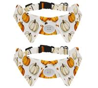 2 Packs Puppy Collars, Thanksgiving Doodle Pumpkins Pattern Lapel Style Paws Dog Collar with Tie, Adjustable Pet Bowties for Small Medium Dogs Cats