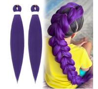 2 Packs Purple Braiding Hair Extensions for Braids, 26 Inch Pre Stretched Synthetic Braiding Hair, Long Purple Braid Hairs Pre Stretched for Halloween Costume Cosplay Stage Partiesies