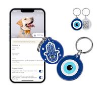 2 Packs QR Code Dog and Cat Tag UK - Personalized Pet ID Tag with Waterproof & Lightweight Resin Dog Collar ID Tag for Lost Pet Recovery (Evil Eye & Hamsa Hand)