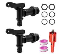 2 Packs Rain Bucket Spout Faucet 3/4" Water Butt Tap Plastic with 25mm Hole
