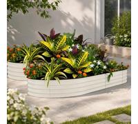 2 Packs Raised Garden Bed, Outdoor Raised Planters with Safety Edging & Round Corners, Metal Raised Bed Galvanised Steel Planter Box with Anti-Rust Screws for Vegetables, Flowers, Herbs - 180x90x60cm