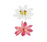 2 Packs Red & White Flower Clips for Women Hawaiian Orchid Floral Clip for Hair Cute Tropical Accessories for Luau Beach Parties Birthday Wedding