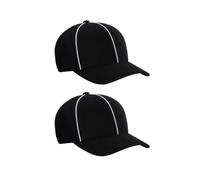 2 Packs Referee Hat Adjustable Black with White Stripes Soccer Official Cap