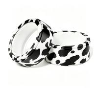 2 Packs Ring Cover Compatible with Oura Ring Gen 4/4 Ceramic/Gen 3 Horizon/Heritage/Ultrahuman - Abrasion-Resistant, Elastic Silicone Protective Sleeve (Cow Print, M(Size10-13))
